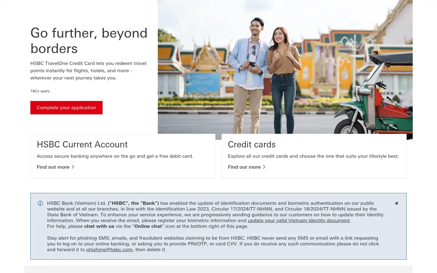 Screenshot of hsbc.com.vn