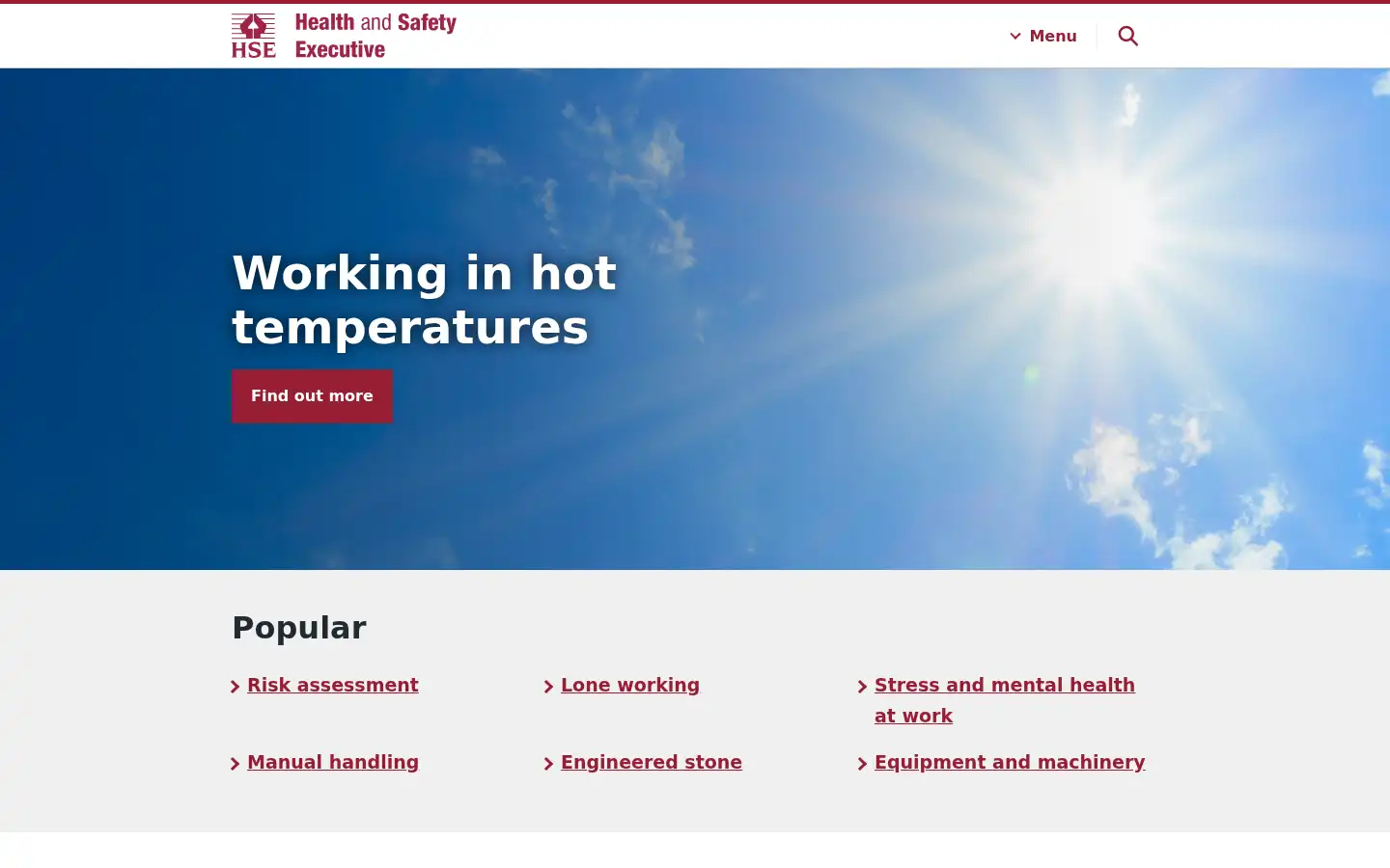 Screenshot of hse.gov.uk