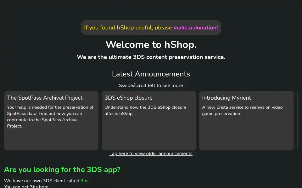 Screenshot of hshop.erista.me