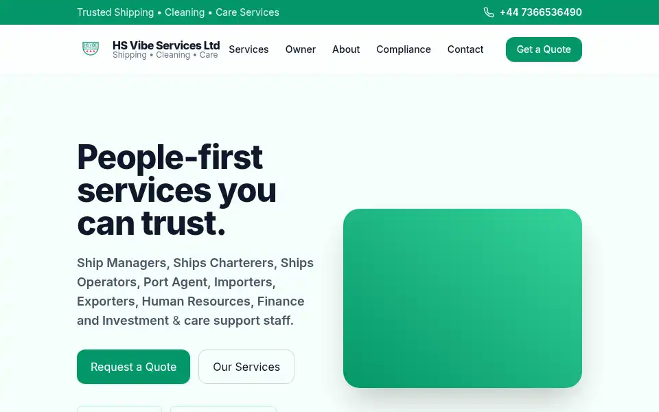 Screenshot of hsvibeservices.co.uk