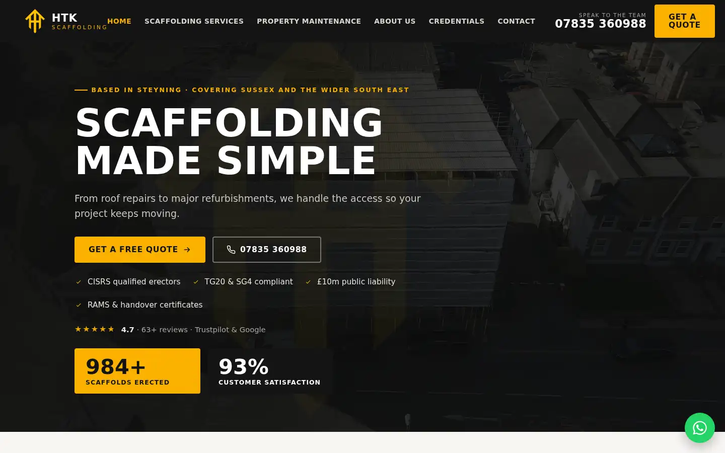 Screenshot of htkscaffolding.co.uk