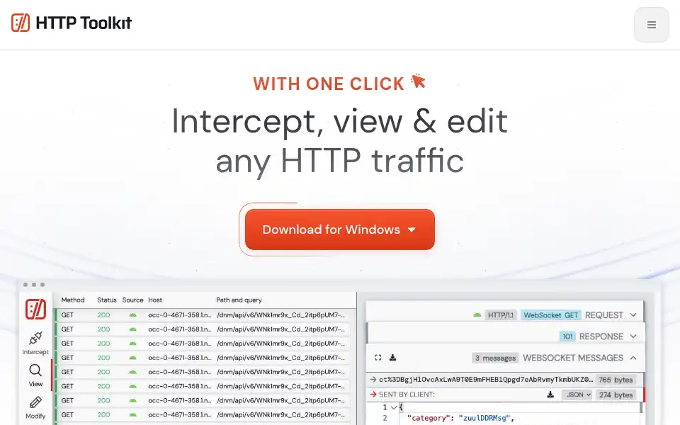 Screenshot of httptoolkit.com