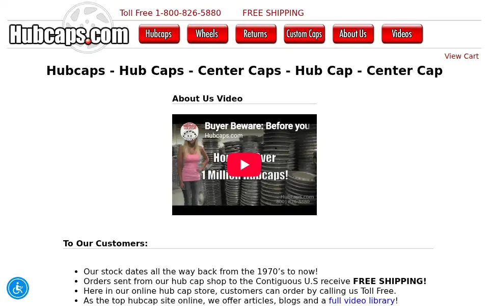 Screenshot of hubcaps.com