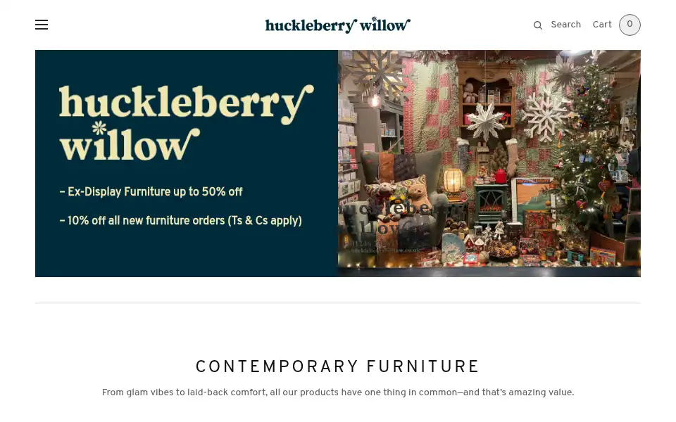 Screenshot of huckleberrywillow.co.uk