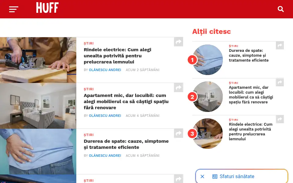 Screenshot of huff.ro