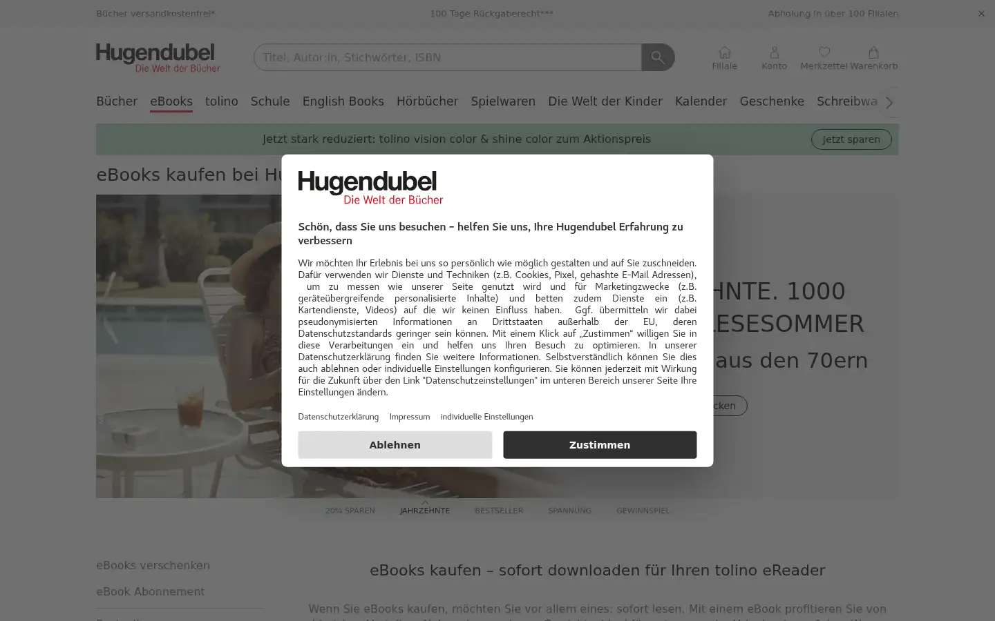 Screenshot of hugendubel.de