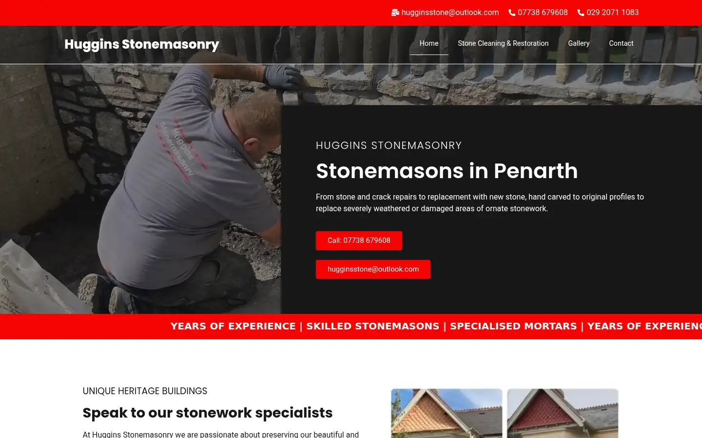 Screenshot of hugginsstonepenarth.co.uk