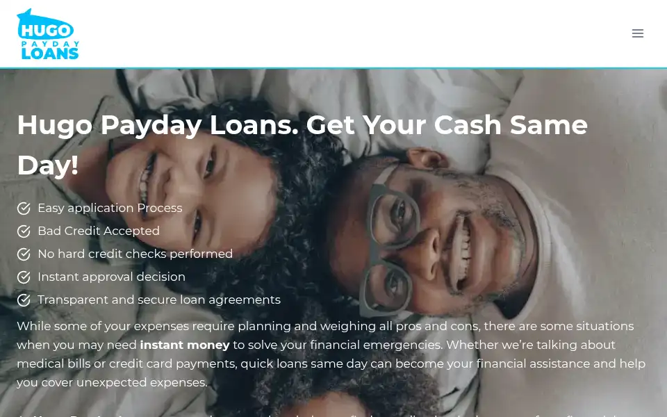Screenshot of hugoloans.com