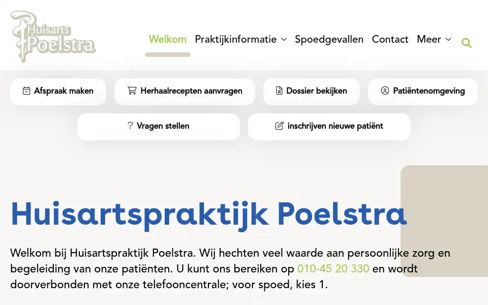 Screenshot of huisartspoelstra.nl