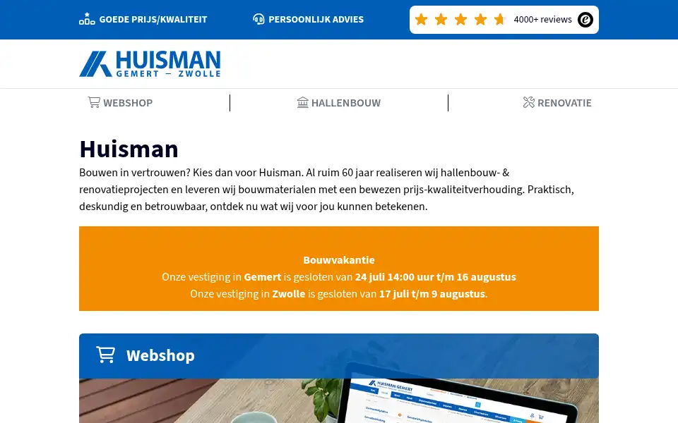 Screenshot of huisman.nl