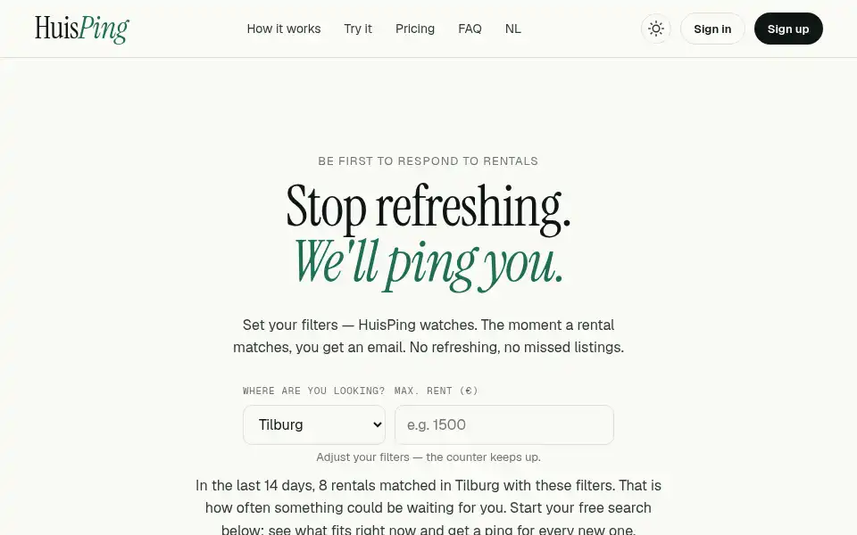 Screenshot of huisping.nl