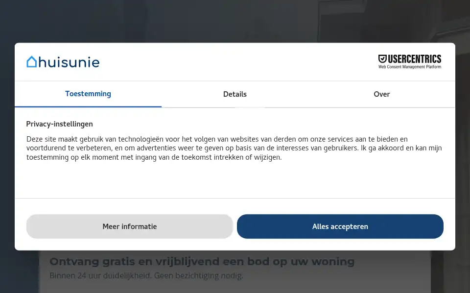 Screenshot of huisunie.nl