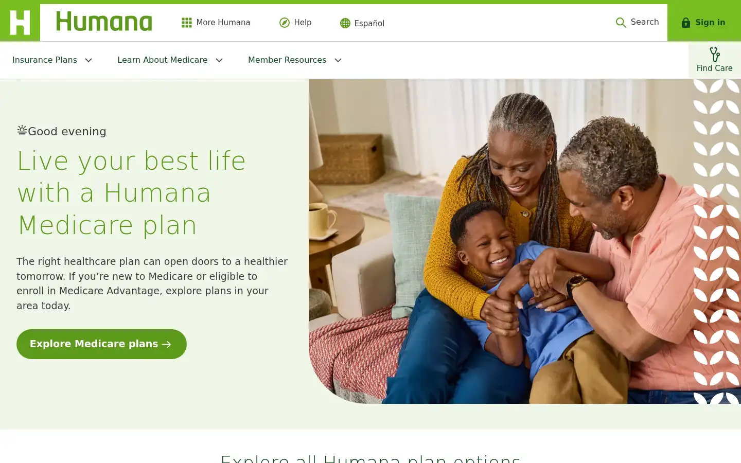 Screenshot of humana.com
