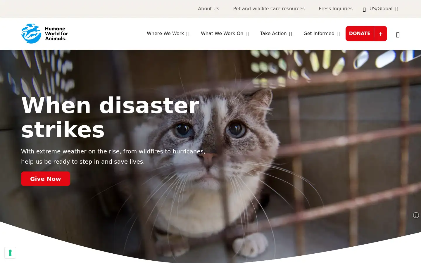 Screenshot of humanesociety.org