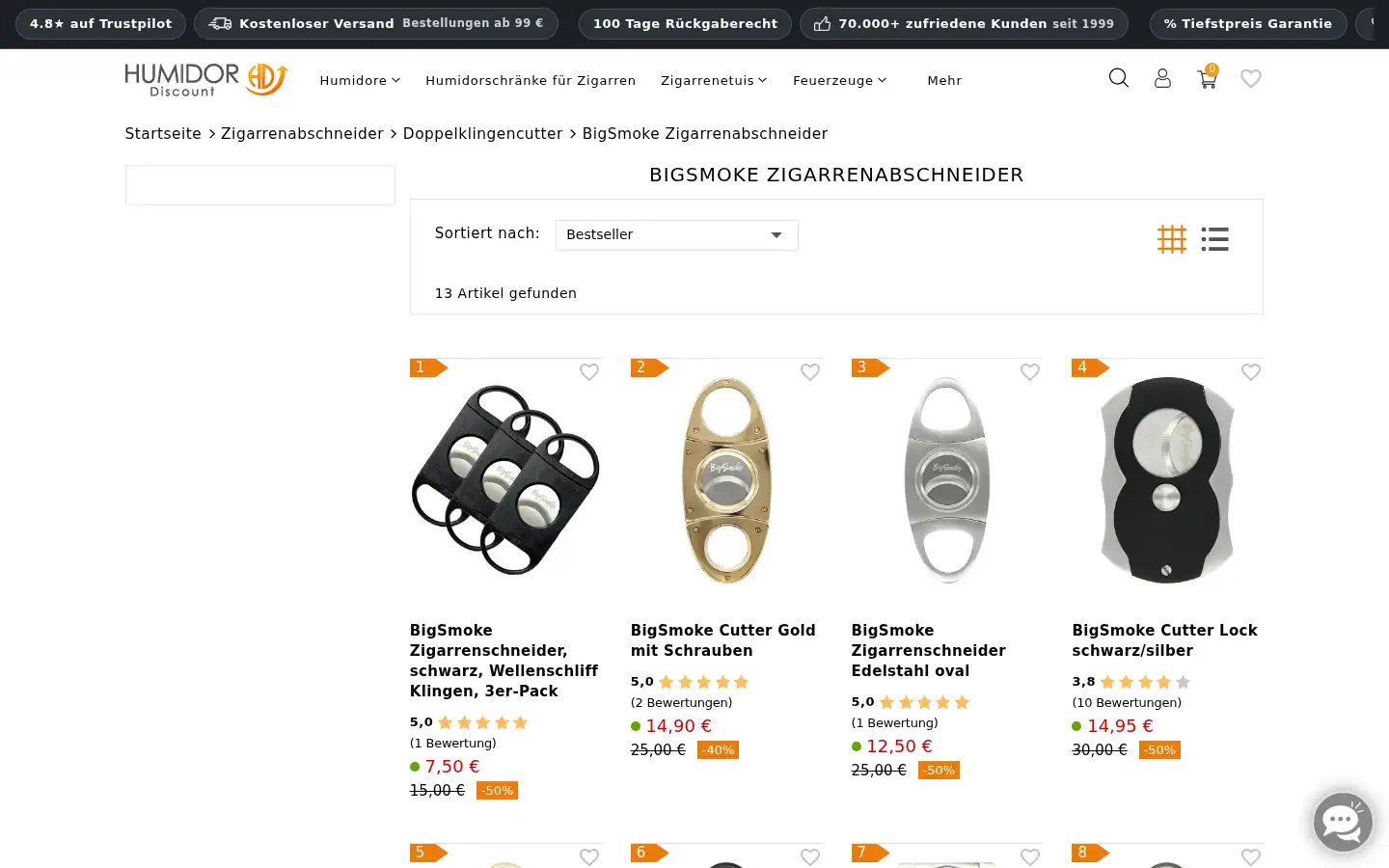 Screenshot of humidordiscount.at