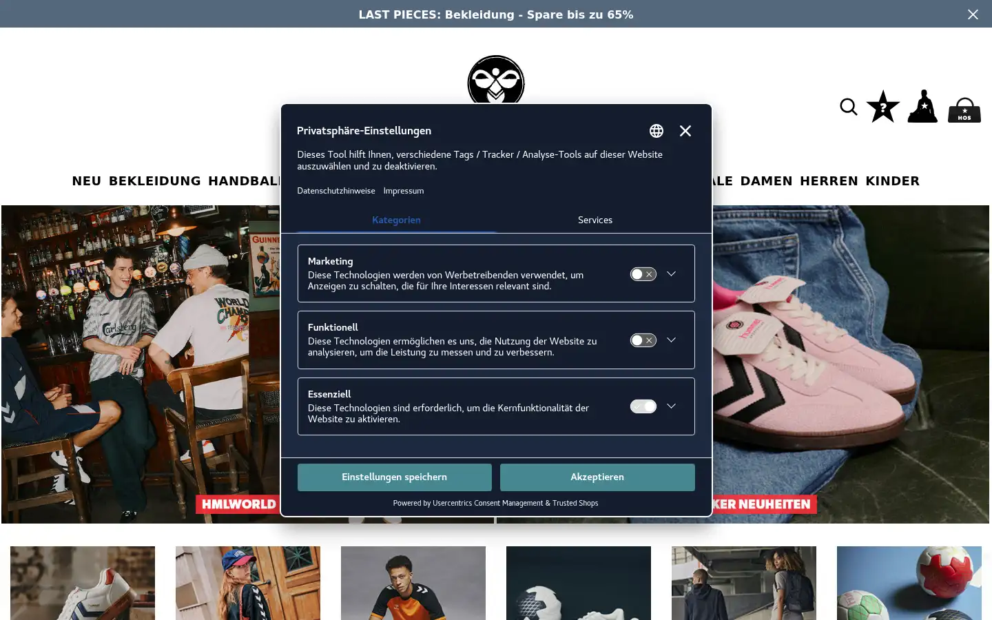 Screenshot of hummelonlineshop-muenchen.de