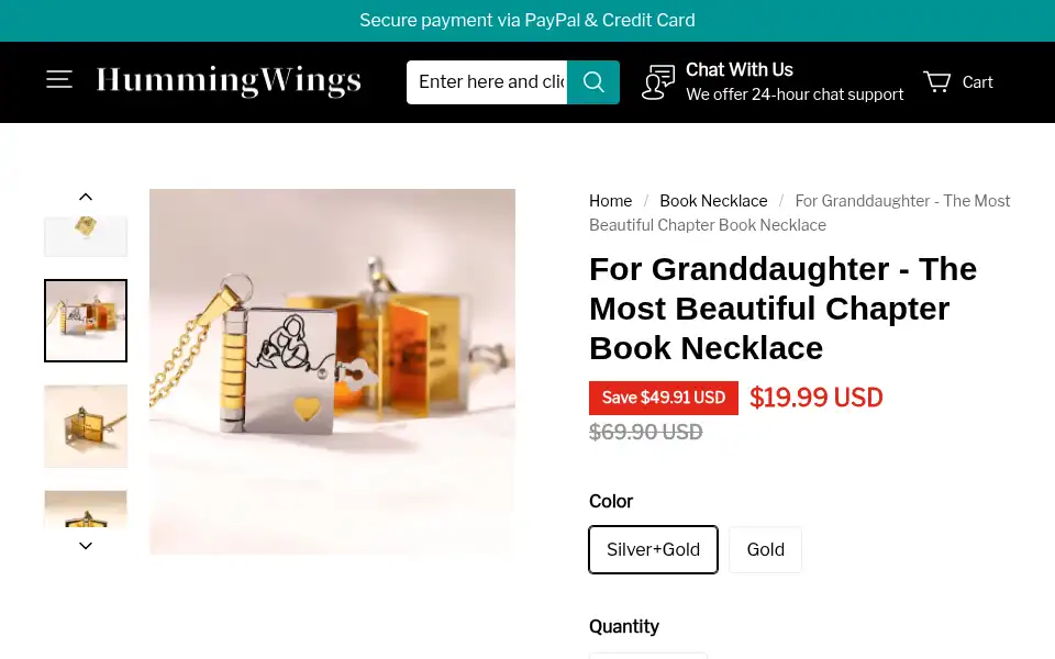 Screenshot of hummingwings.com