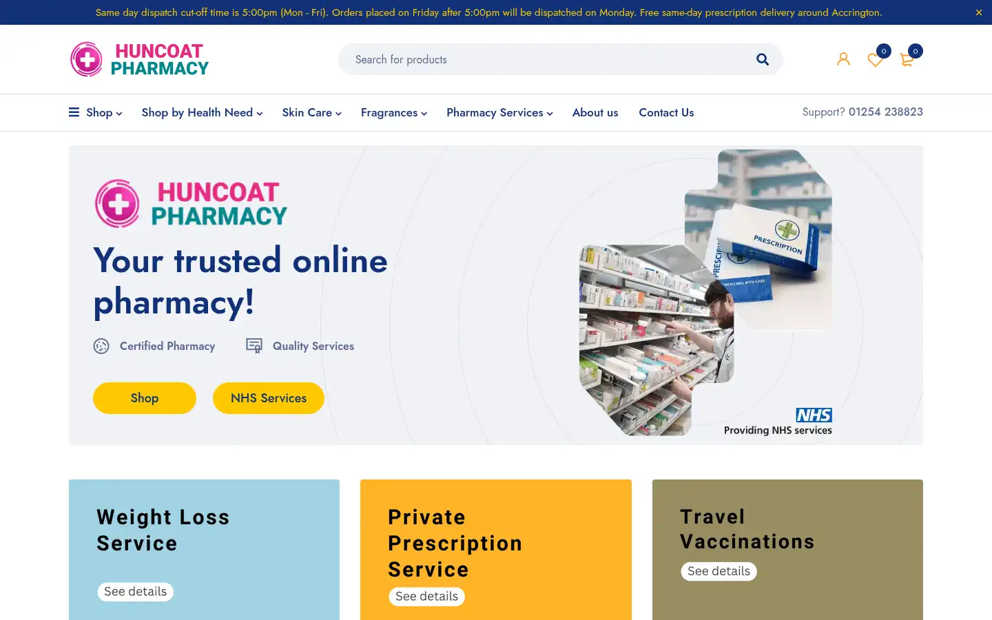 Screenshot of huncoatpharmacy.com