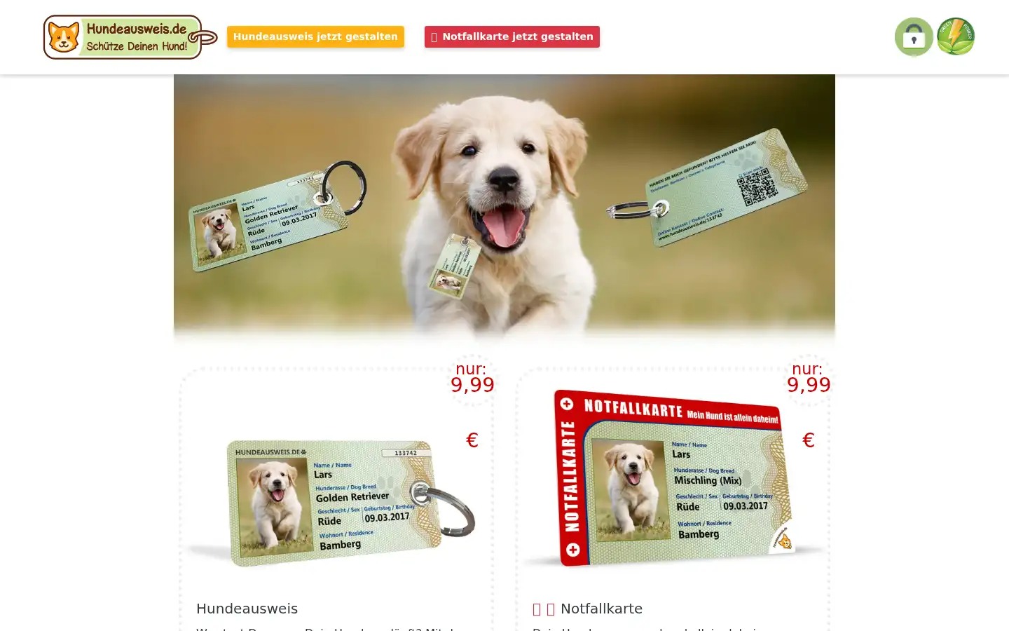Screenshot of hundeausweis.de