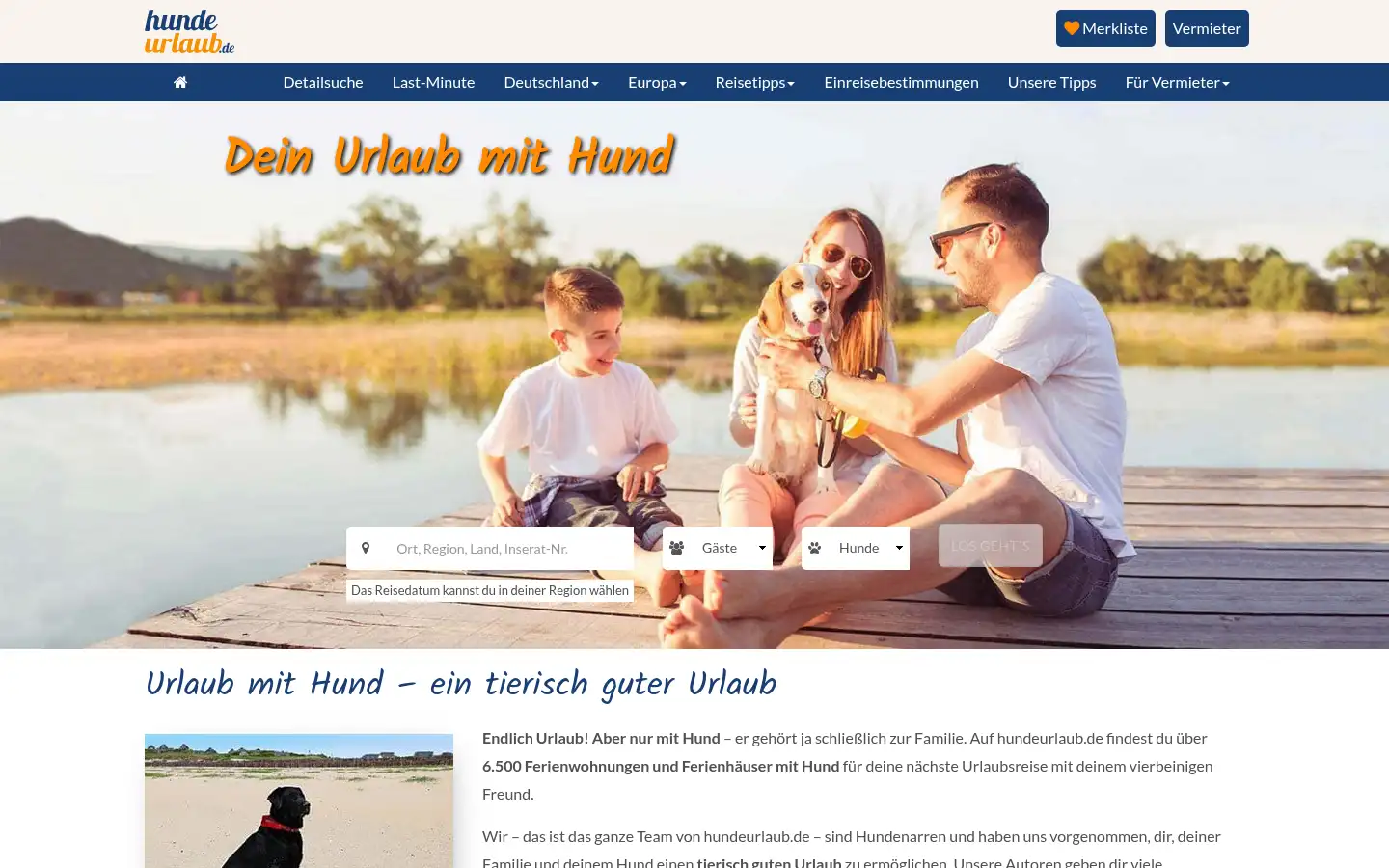 Screenshot of hundeurlaub.de
