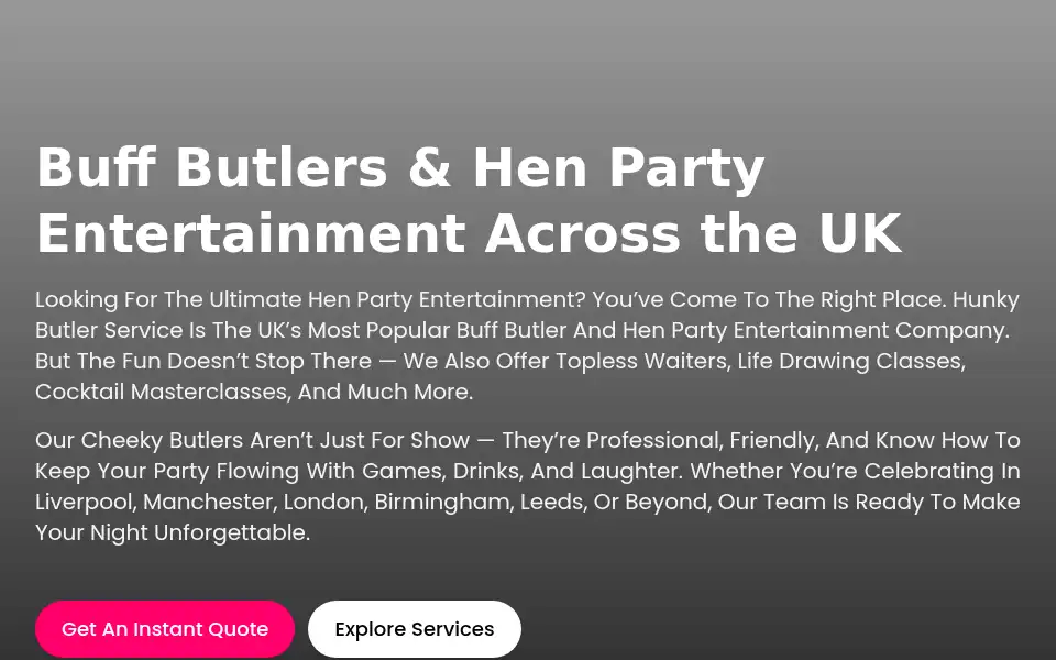 Screenshot of hunkybutlerservice.co.uk