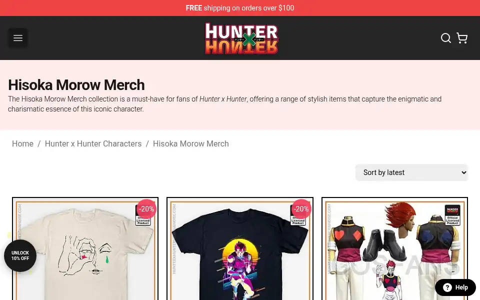 Screenshot of hunter-x-hunter.store