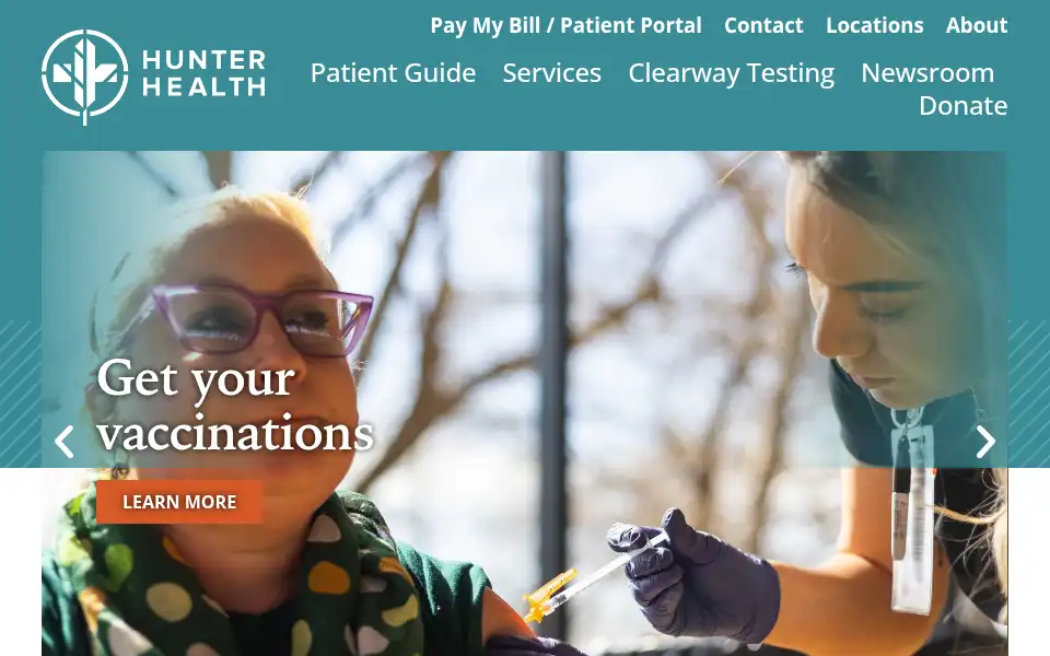 Screenshot of hunterhealth.org
