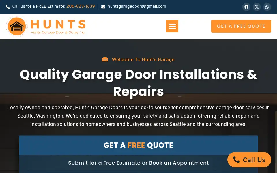 Screenshot of hunts-garagedoors.com