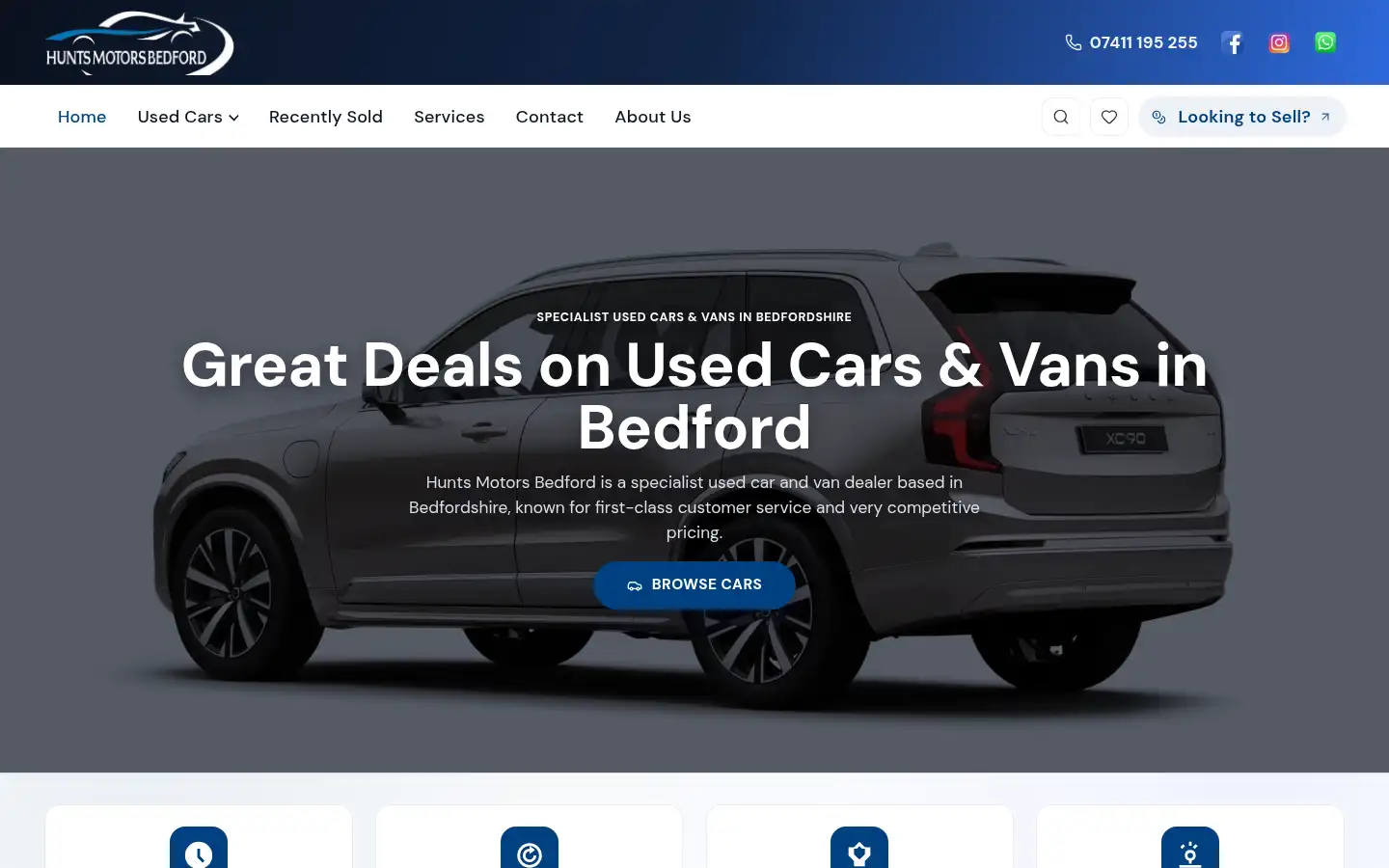 Screenshot of huntsmotors.co.uk