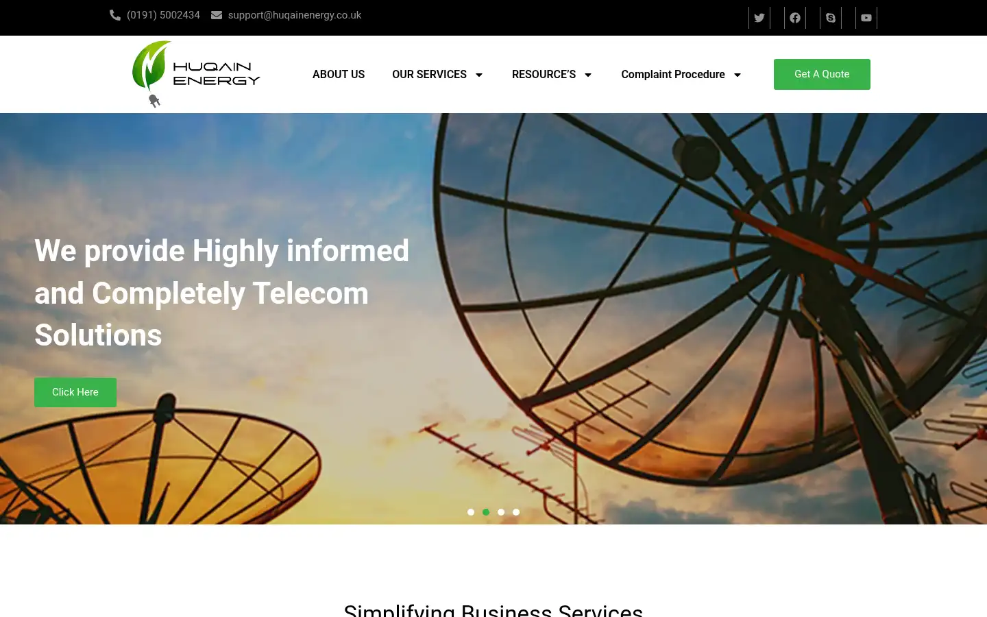 Screenshot of huqainenergy.co.uk