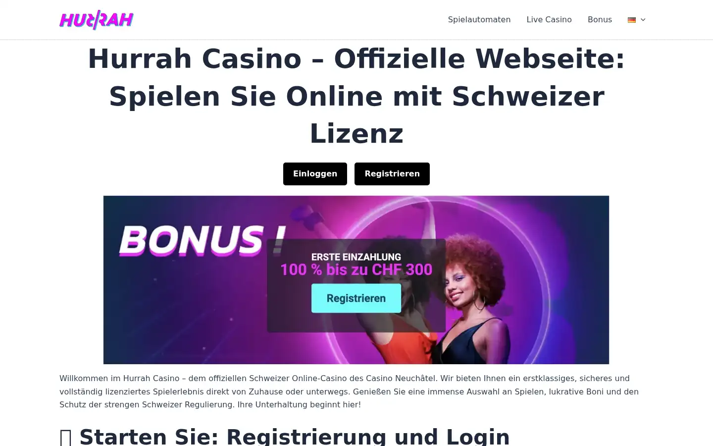 Screenshot of hurrah-ch.com
