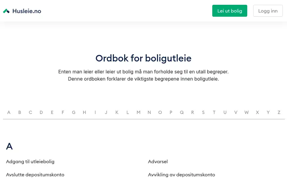 Screenshot of husleie.no