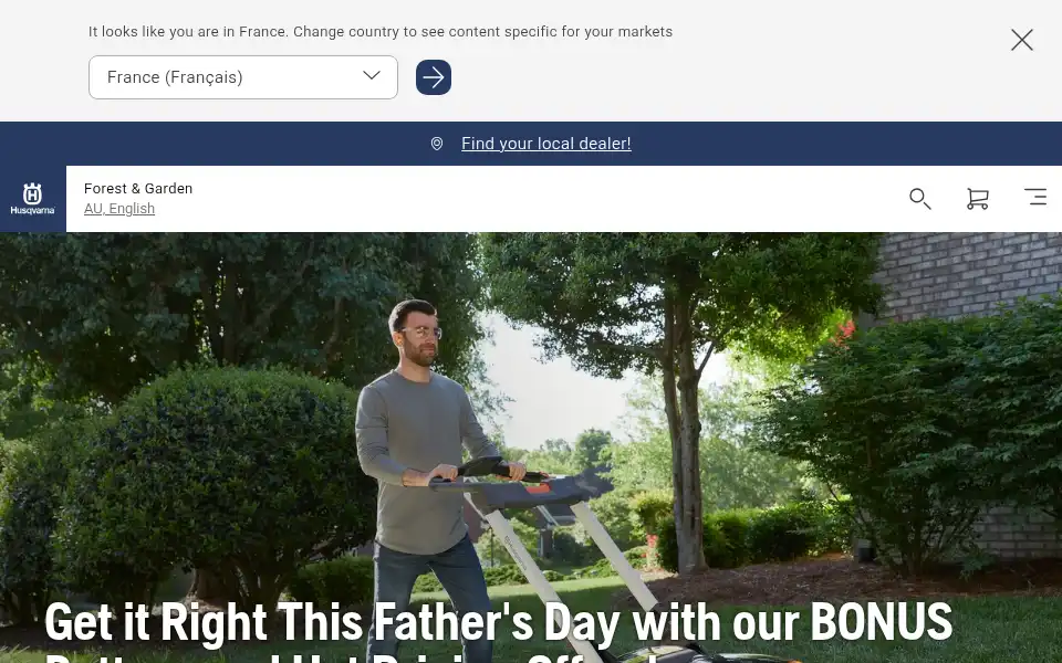Screenshot of husqvarna.com.au