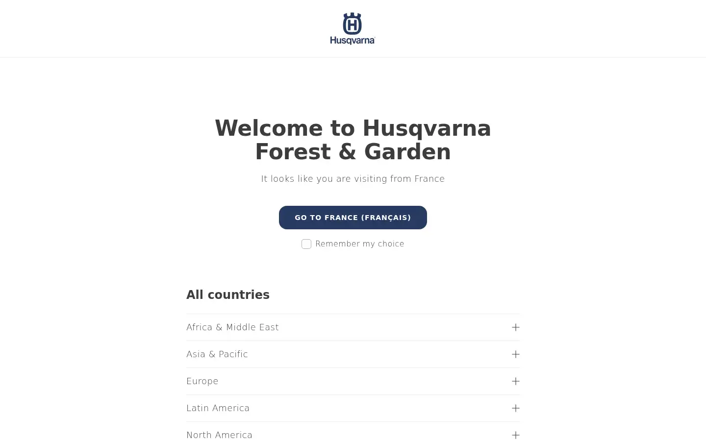 Screenshot of husqvarna.com