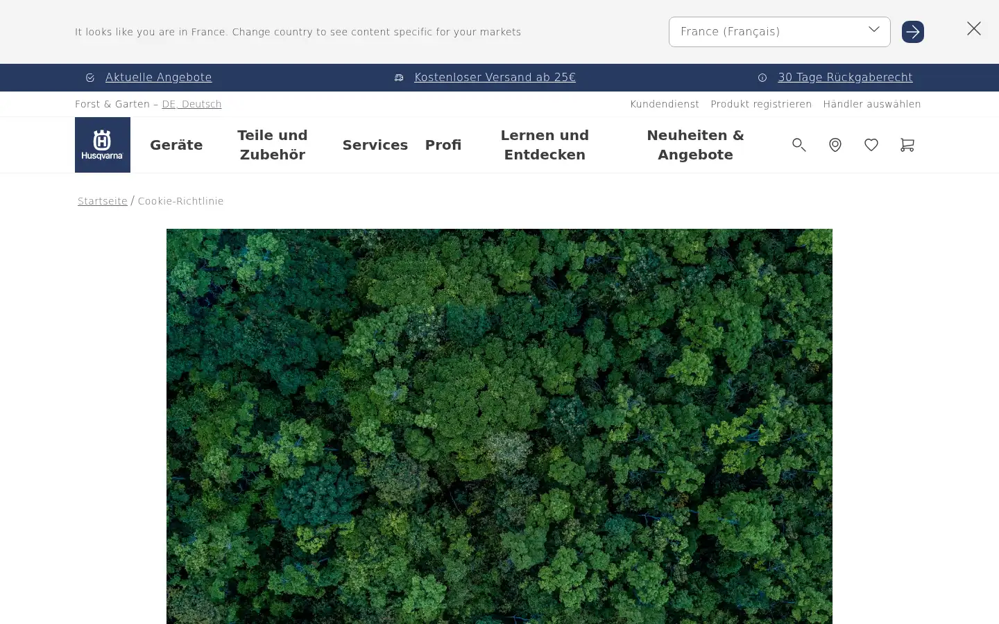 Screenshot of husqvarna.de