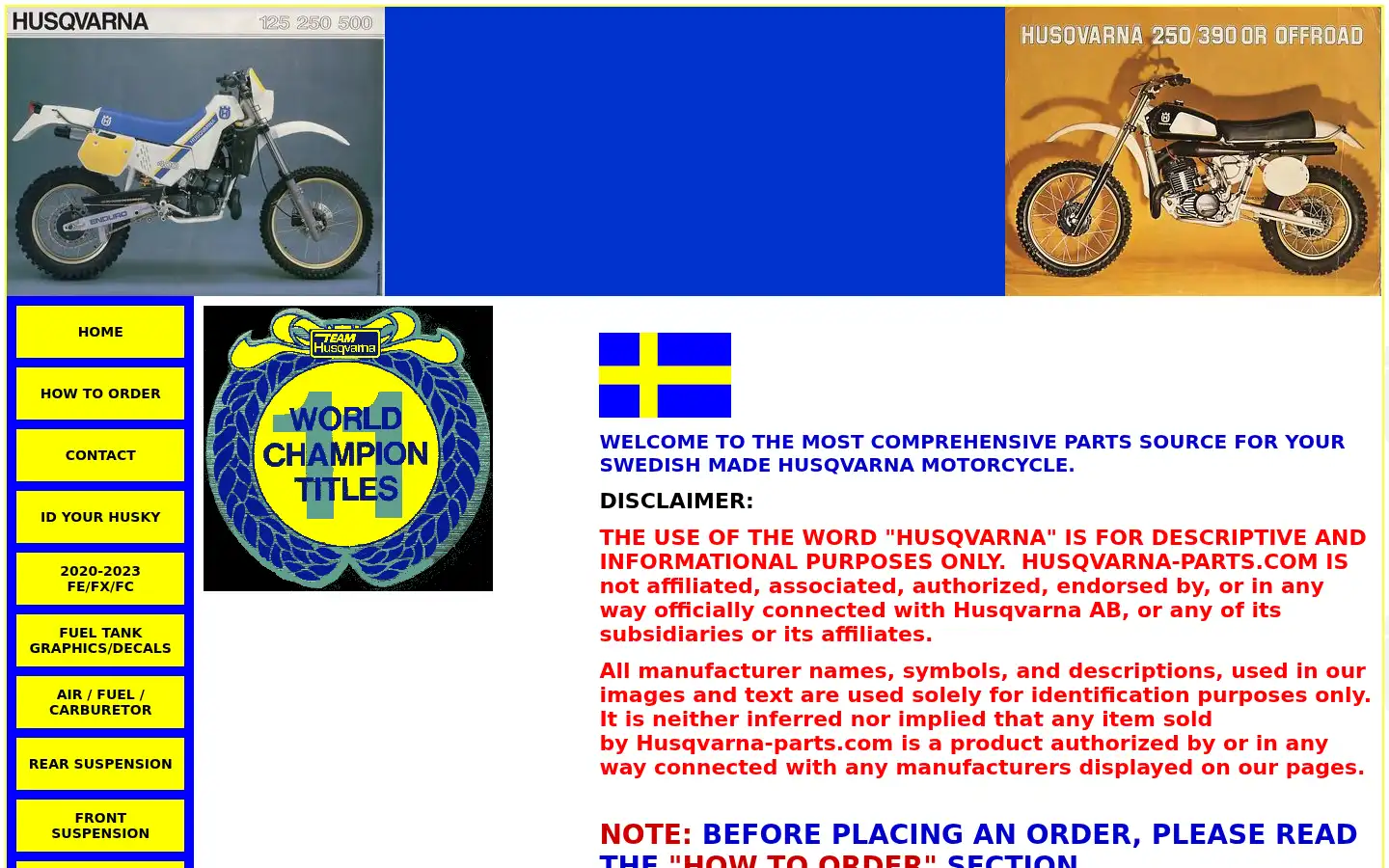 Screenshot of husqvarna-parts.com