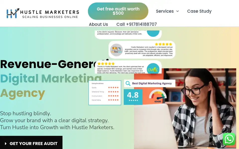 Screenshot of hustlemarketers.com