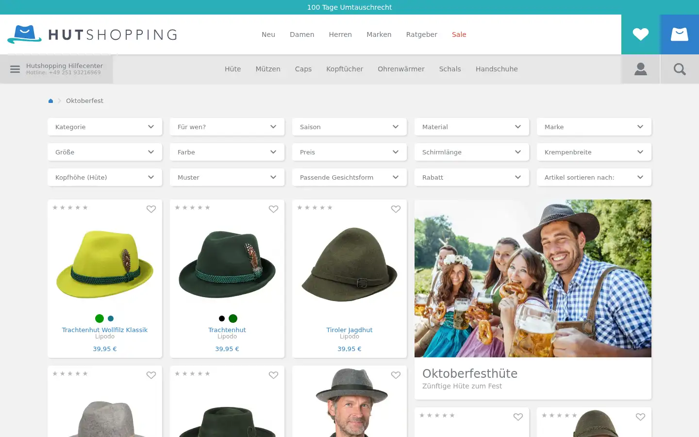 Screenshot of hutshop.de