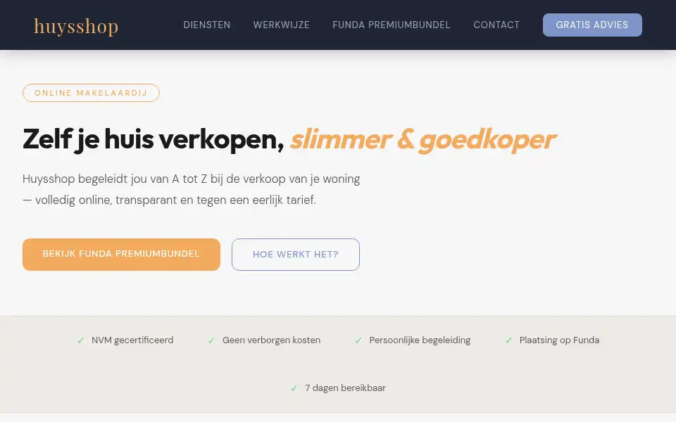 Screenshot of huysshop.nl