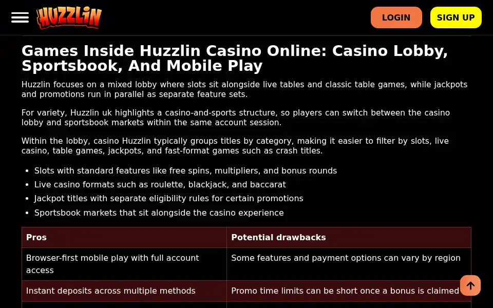 Screenshot of huzzlin.org