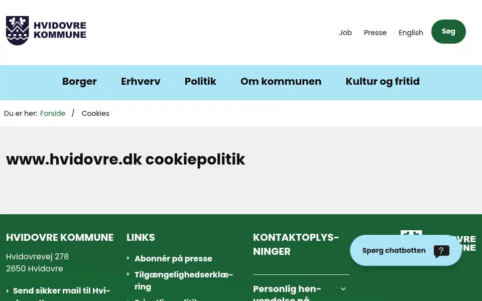 Screenshot of hvidovre.dk