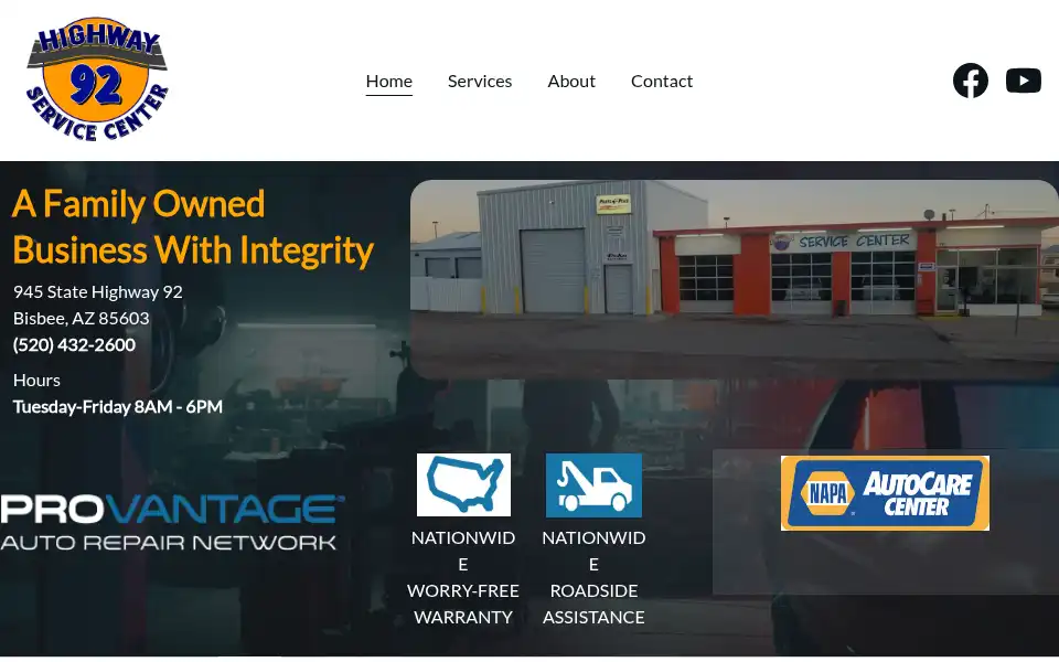 Screenshot of hwy92servicecenter.com