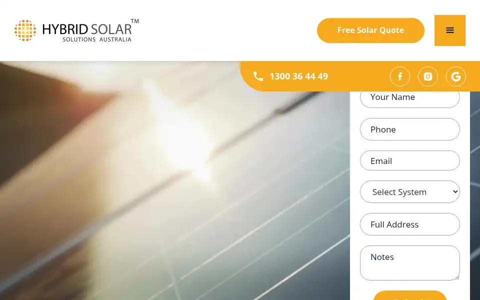 Screenshot of hybridsolarsolutions.com.au