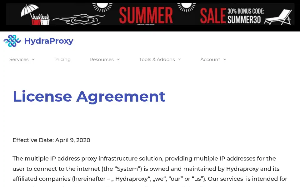 Screenshot of hydraproxy.com