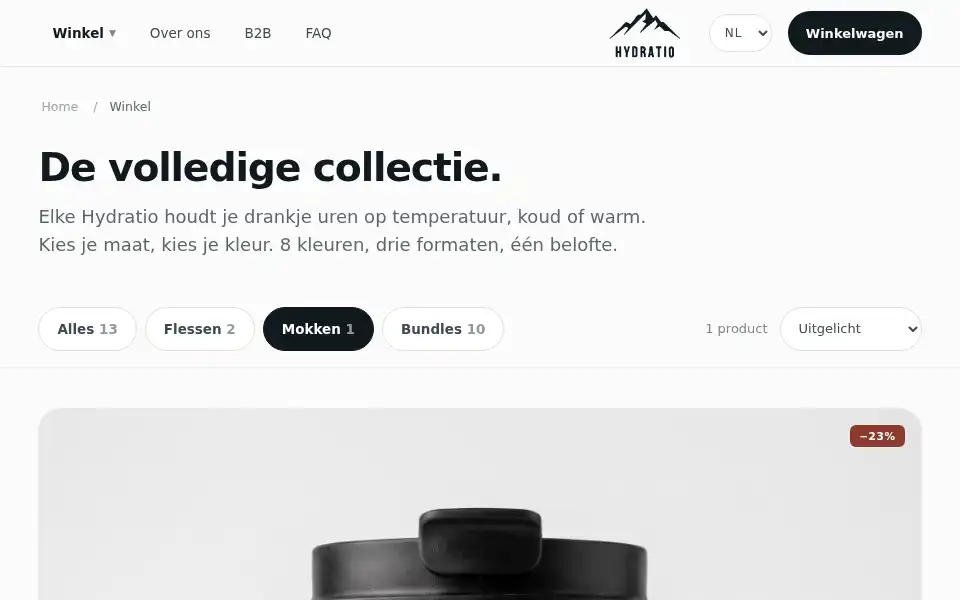 Screenshot of hydratio.nl