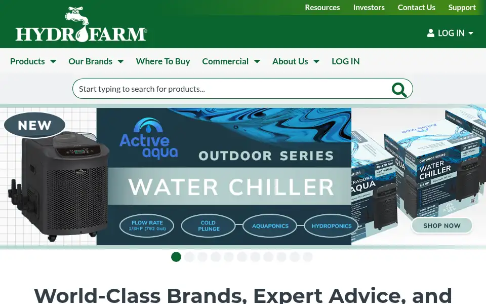 Screenshot of hydrofarm.com