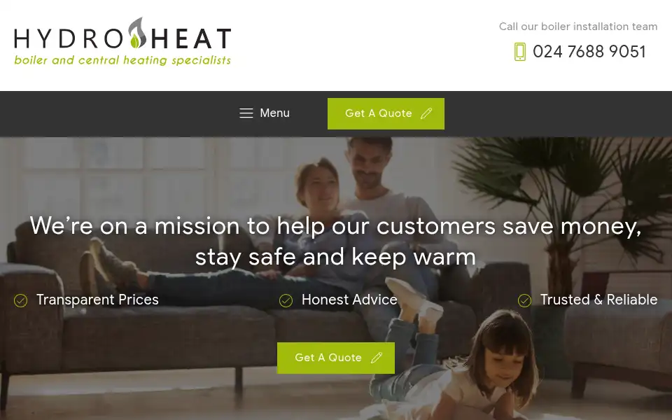 Screenshot of hydroheatplumbing.com