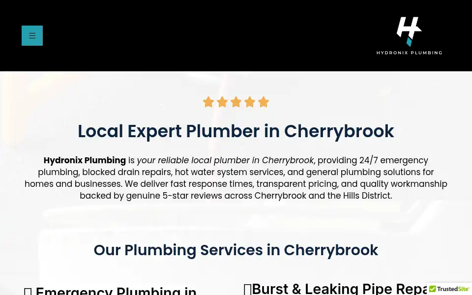 Screenshot of hydronixplumbing.com.au