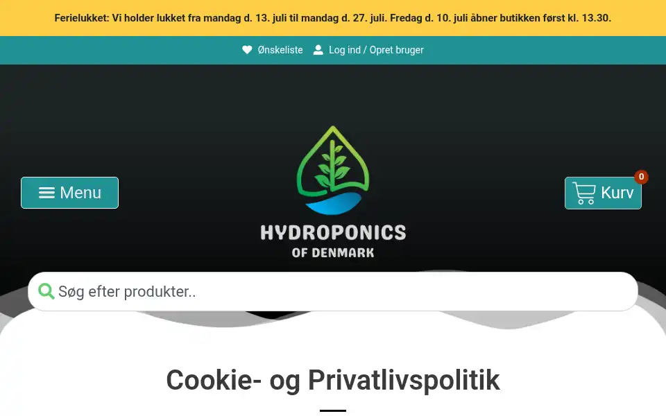 Screenshot of hydroponics.dk