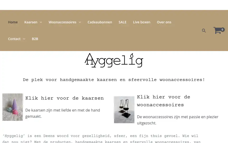 Screenshot of hyggelig.nl